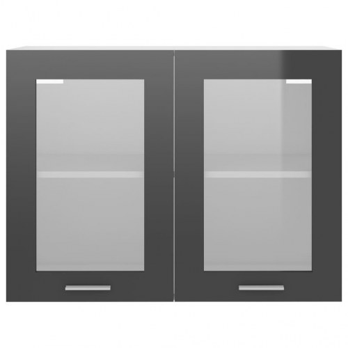 Væghængt glasskab Lyon 80x31x60 cm konstrueret træ grå højglans