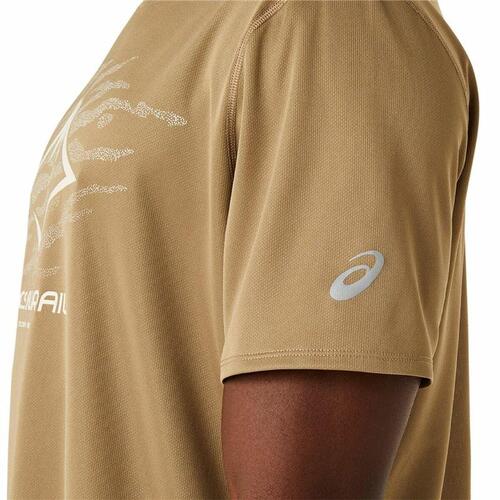 Kortærmet T-shirt til Mænd Asics Fujitrail Logo Ss Top Brun Beige L