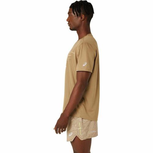 Kortærmet T-shirt til Mænd Asics Fujitrail Logo Ss Top Brun Beige M
