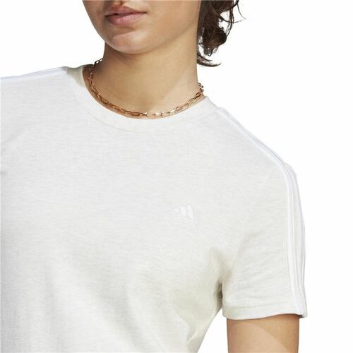 Kortærmet T-shirt til Kvinder Adidas 3S Hvid S