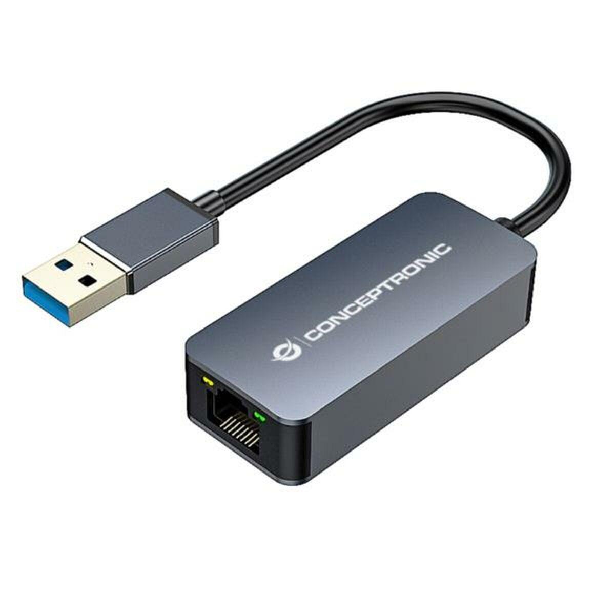 Conceptronic USB til RJ45 netværksadapter - Grå billede
