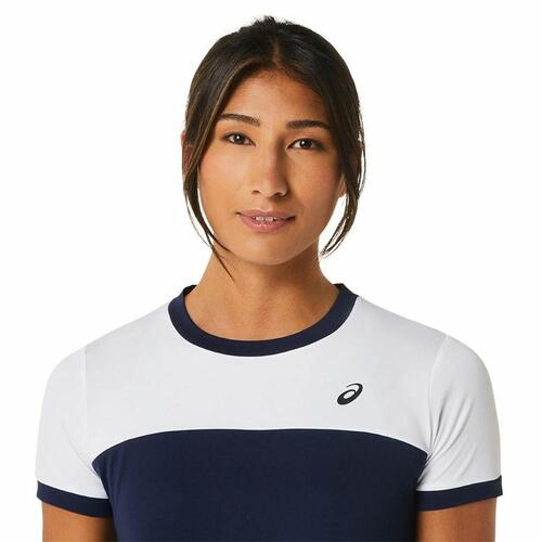 Kortærmet Sport T-shirt Asics Court Marineblå Tovtrækning XS