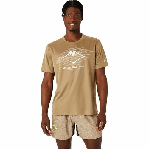 Kortærmet T-shirt til Mænd Asics Fujitrail Logo Ss Top Brun Beige XL