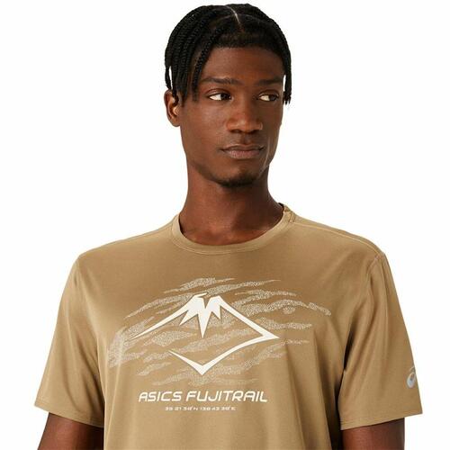 Kortærmet T-shirt til Mænd Asics Fujitrail Logo Ss Top Brun Beige XL