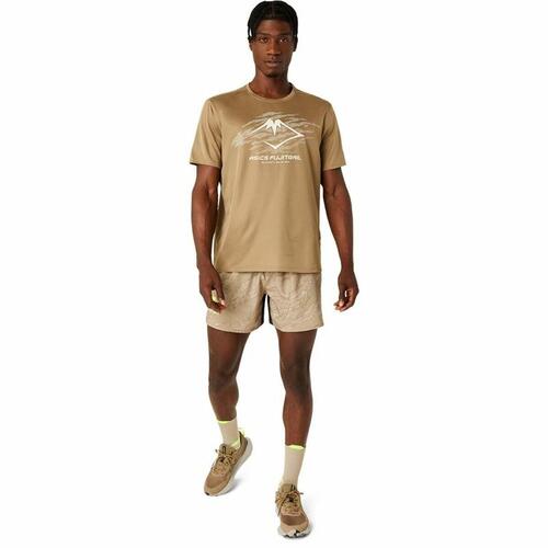 Kortærmet T-shirt til Mænd Asics Fujitrail Logo Ss Top Brun Beige XL