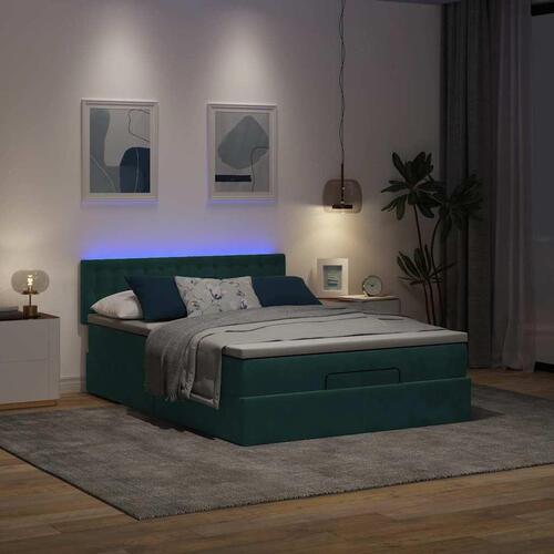 Osmannisk sengeramme med madras 140x200 cm fløjl mørkegrøn