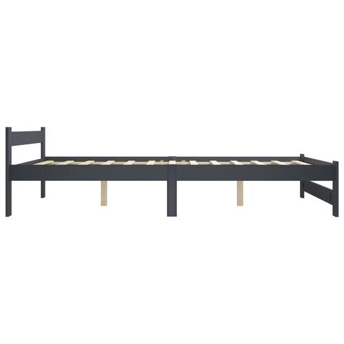 Sengestel 180x200 cm massivt fyrretræ mørkegrå