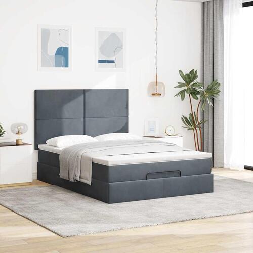 Osmannisk sengeramme med madrasser 140x200 cm fløjl mørkegrå