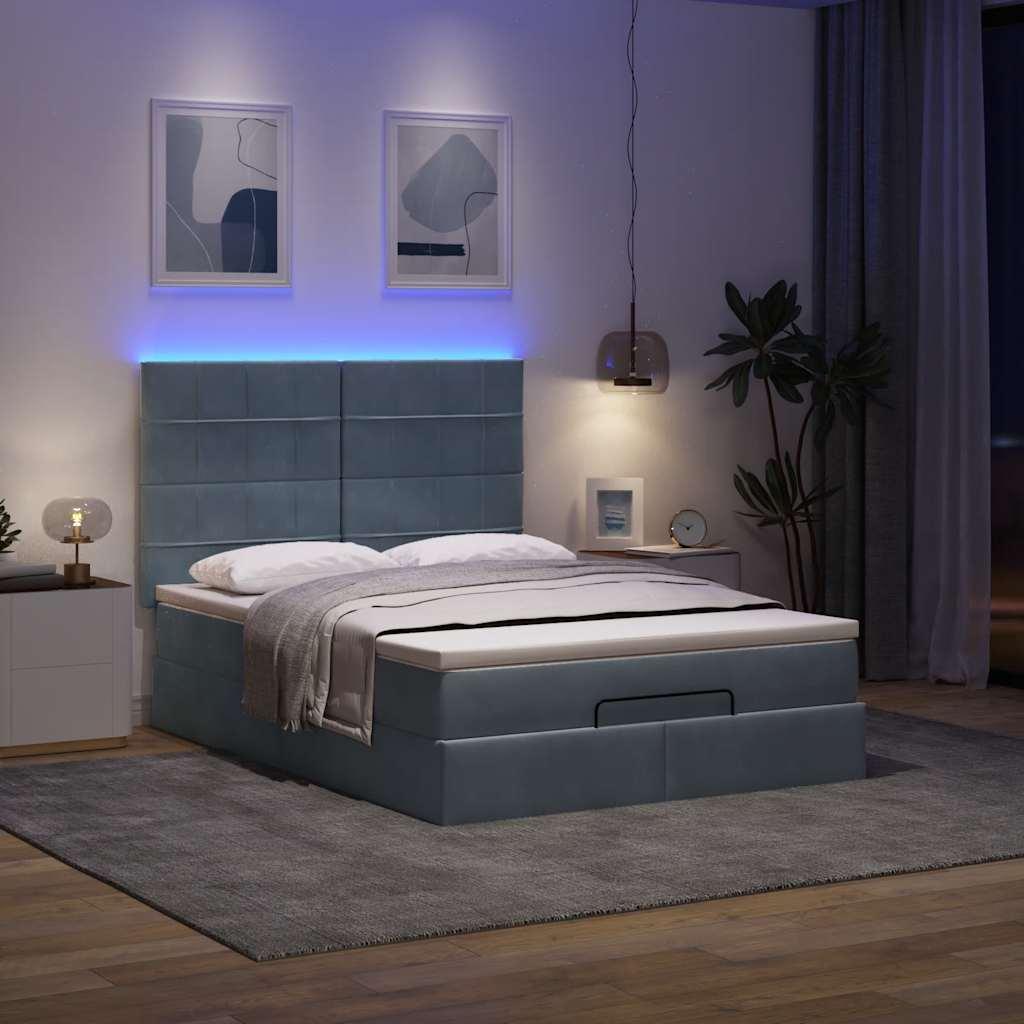Osmannisk sengeramme med madrasser 140x200 cm fløjl mørkegrå billede