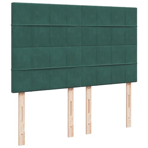 Osmannisk sengeramme med madrasser 140x200 cm fløjl mørkegrøn