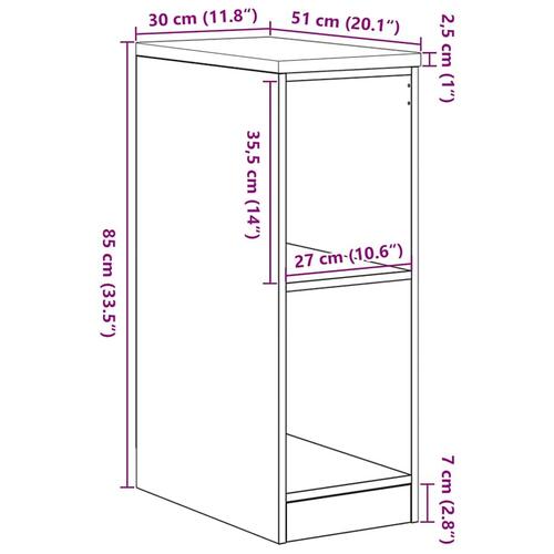 Garageopbevaringsskab gammelt træ 30x51x85 cm
