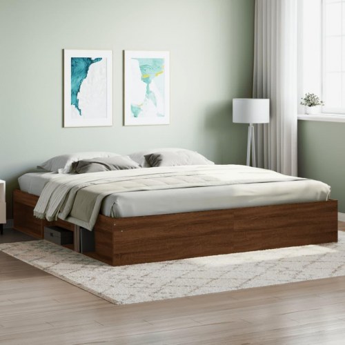 Sengeramme 200x200 cm brun egetræsfarve