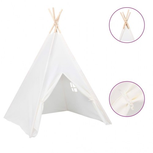 Tipi til børn 120x120x150 cm med bærepose polyester hvid