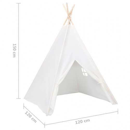 Tipi til børn 120x120x150 cm med bærepose polyester hvid