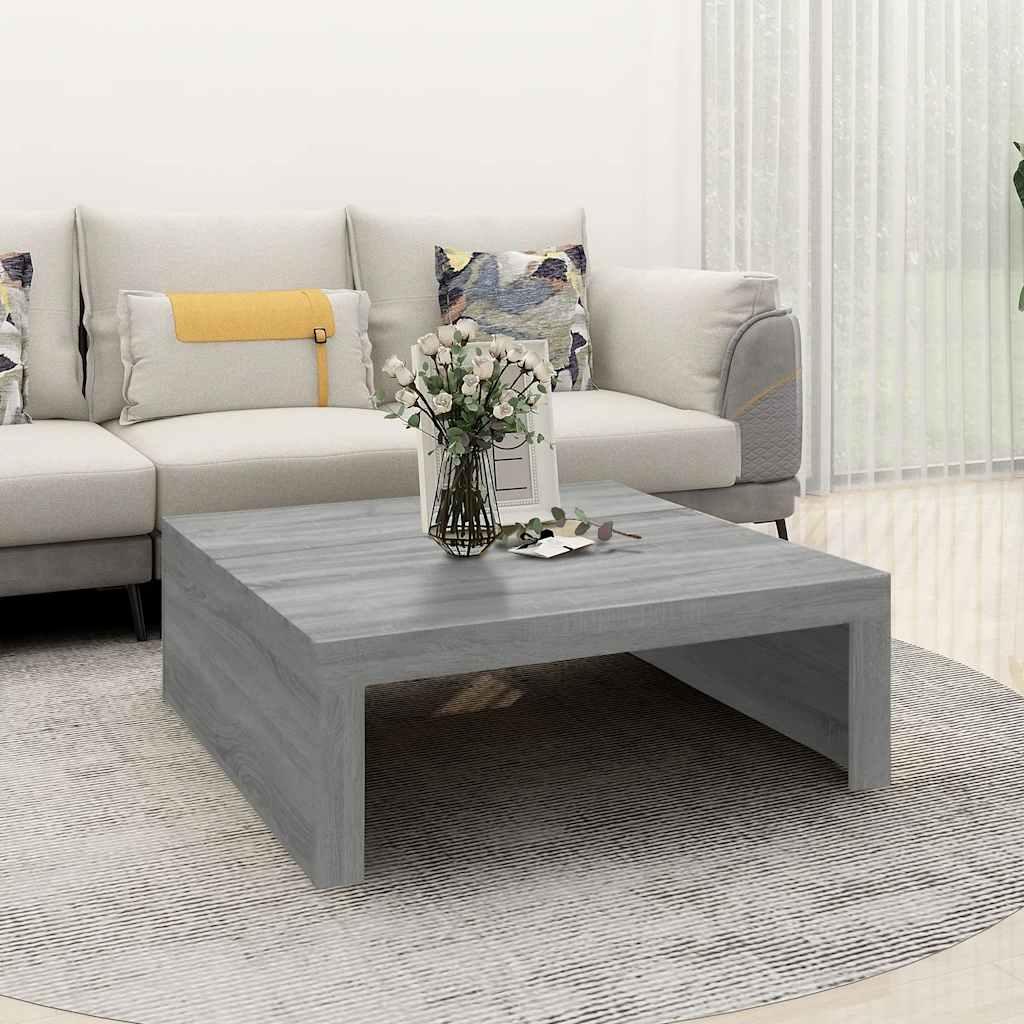 Sofabord 100x100x35 cm konstrueret træ grå sonoma-eg