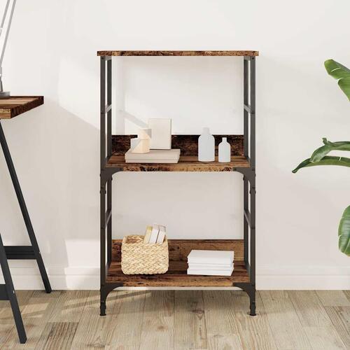 Bogreol 50x33x82 cm konstrueret træ antikt trælook