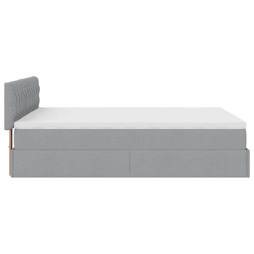 Ottoman seng med madras 140x190 cm stof lysegrå