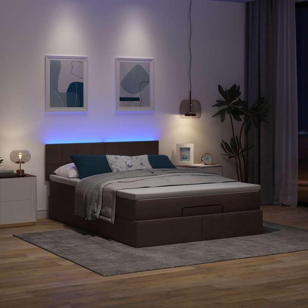 Ottoman Seng Med Madras & Leds Stof Mørkebrun - Blok med firkanter / 140 x 190 cm