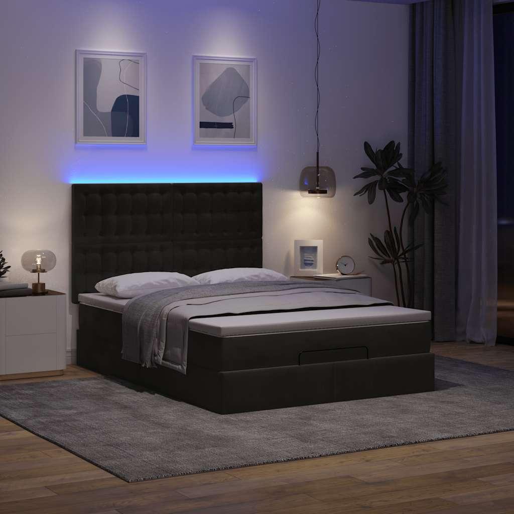Osmannisk sengeramme med madrasser 140x190 cm fløjl sort billede