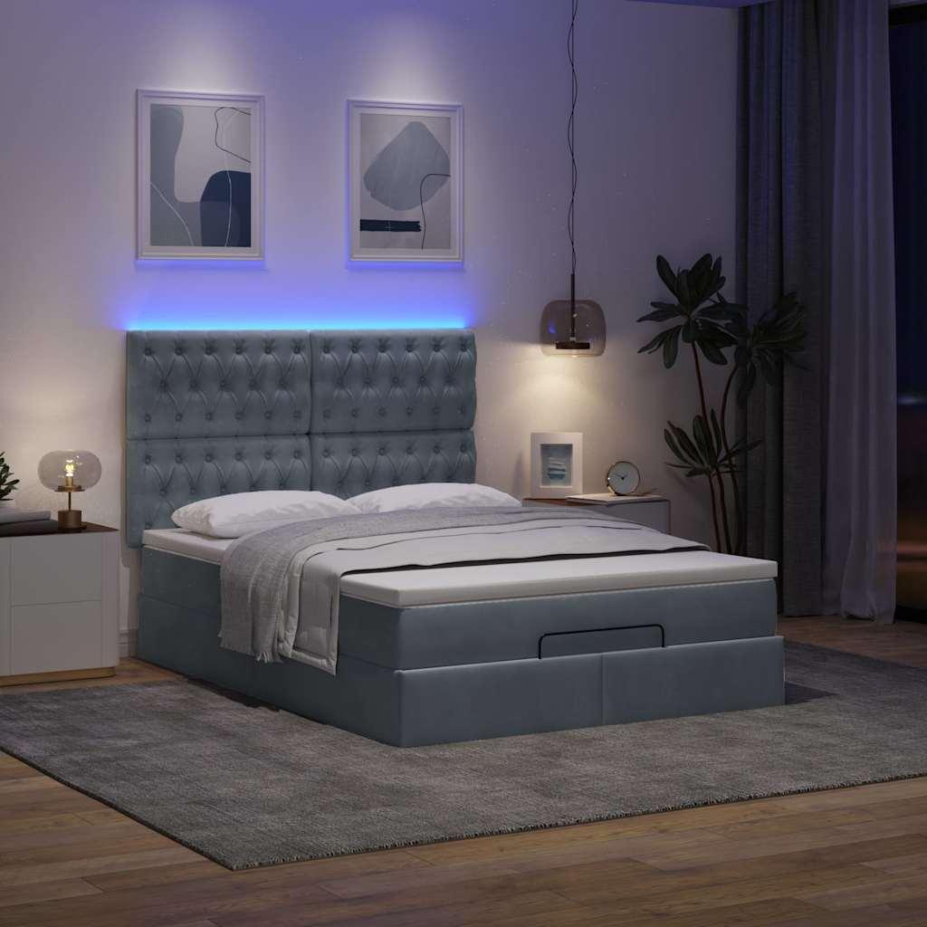 Osmannisk sengeramme med madrasser 140x200 cm fløjl mørkegrå billede