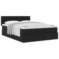 Ottoman seng med madras 140x190 cm stof sort