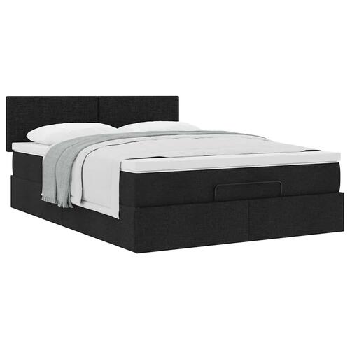 Ottoman seng med madras 140x190 cm stof sort