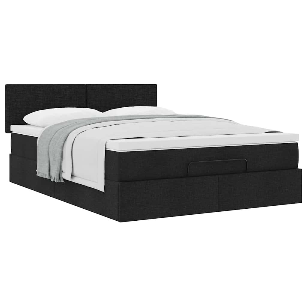Ottoman seng med madras 140x190 cm stof sort