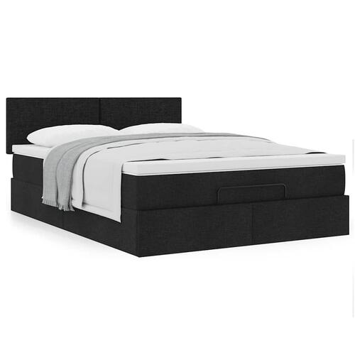 Ottoman seng med madras 140x190 cm stof sort