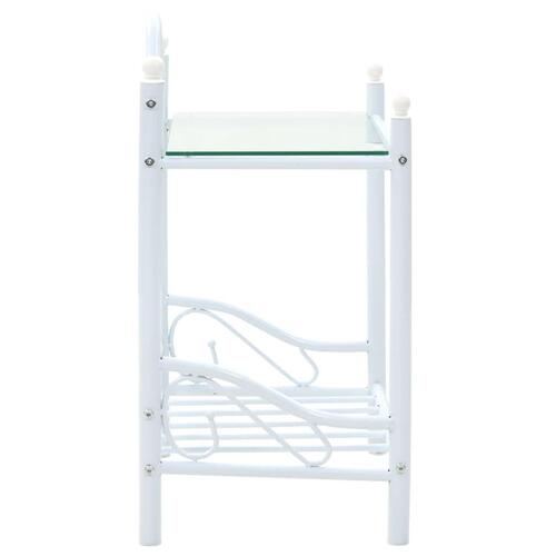 Sengebord stål og hærdet glas 45 x 30,5 x 60 cm hvid