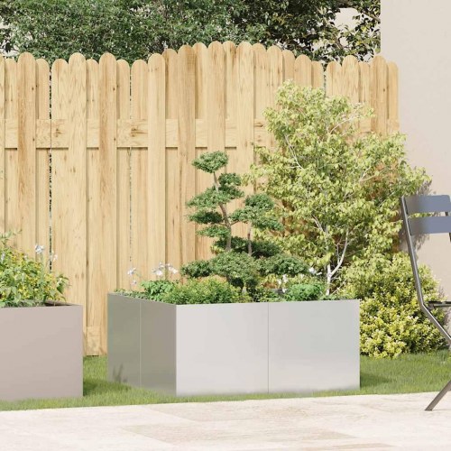 Plantekasse i rustfrit stål 80 × 80 × 40 cm - firkantet højbed