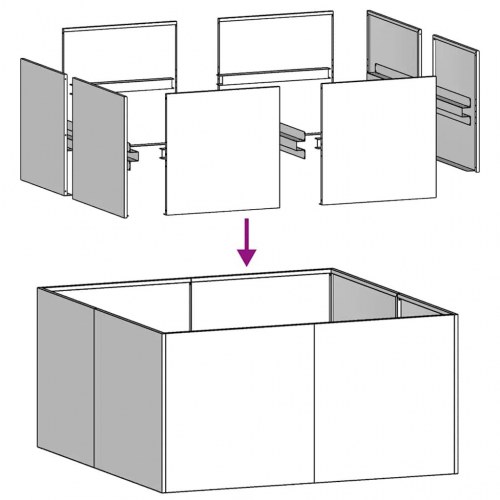 Plantekasse i rustfrit stål 80 × 80 × 40 cm - firkantet højbed