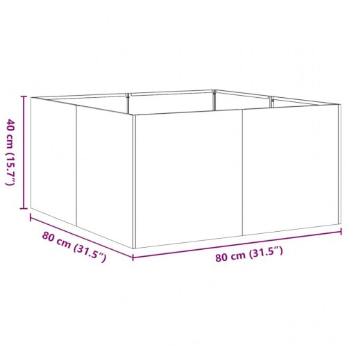 Plantekasse i rustfrit stål 80 × 80 × 40 cm - firkantet højbed