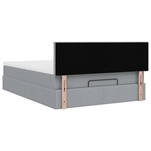 Ottoman seng med madras 140x190 cm stof lysegrå