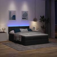 Ottoman seng med madras 140x190 cm stof sort