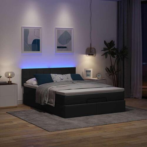 Ottoman seng med madras 140x190 cm stof sort