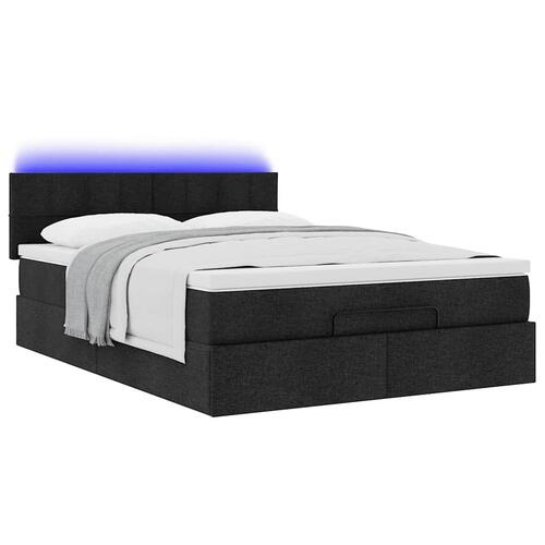 Ottoman seng med madras 140x190 cm stof sort