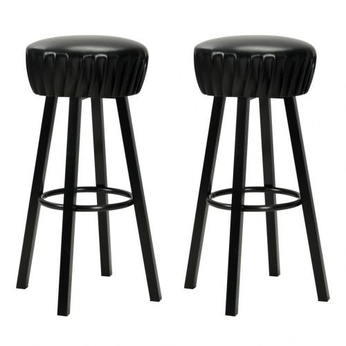 Barstole 2 stk. i kunstlæder - sort, industrielt design
