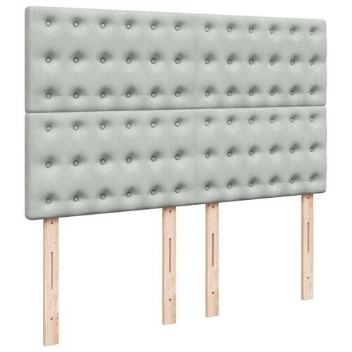 Osmannisk sengeramme med madrasser 140x190 cm fløjl lysegrå