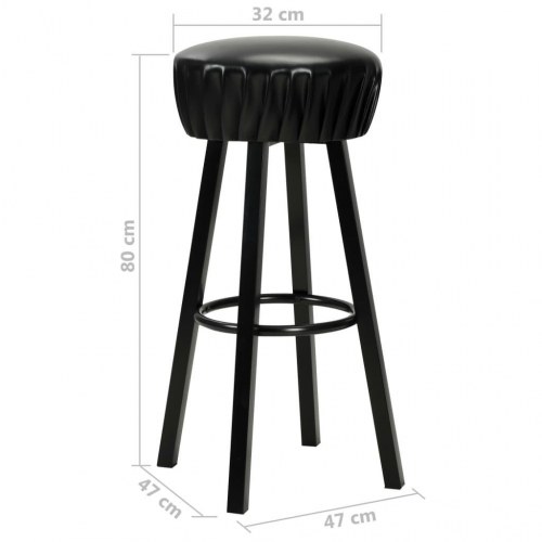 Barstole 2 stk. i kunstlæder - sort, industrielt design