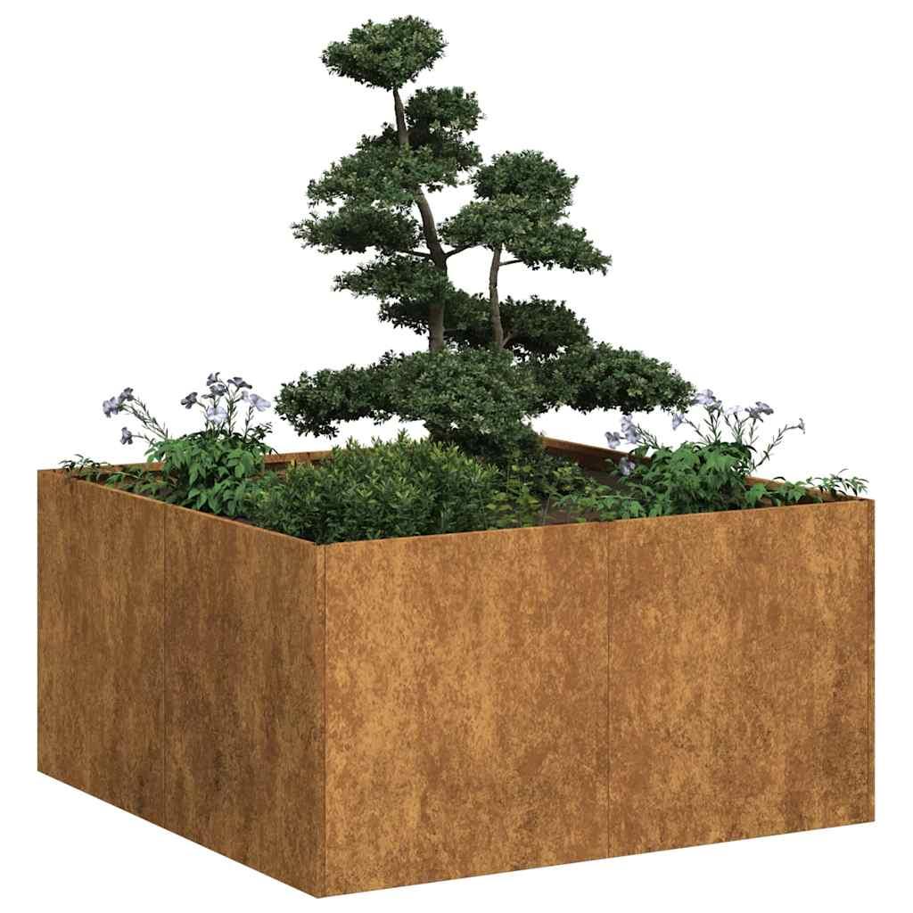 Plantekasse rustfarvet 80x80x40 cm forvitringsstål