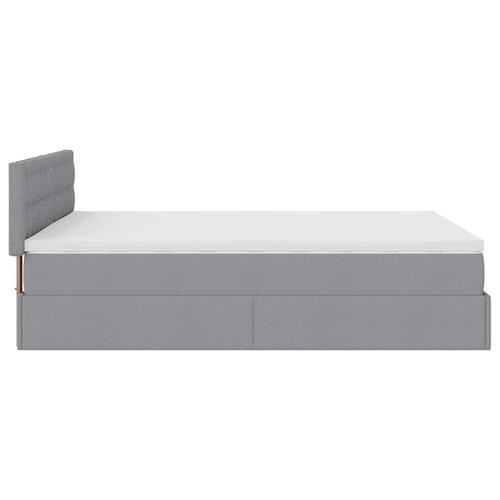Ottoman seng med madras 140x190 cm stof lysegrå