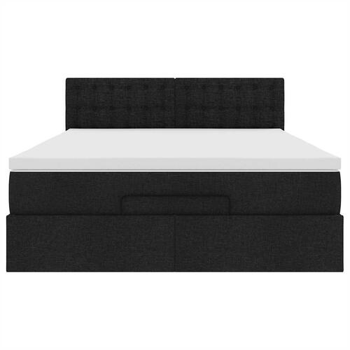 Ottoman seng med madras 140x190 cm stof sort