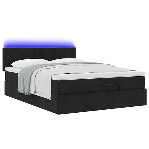 Ottoman seng med madras 140x190 cm stof sort