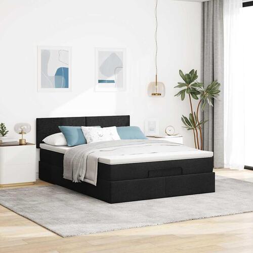 Ottoman seng med madras 140x190 cm stof sort