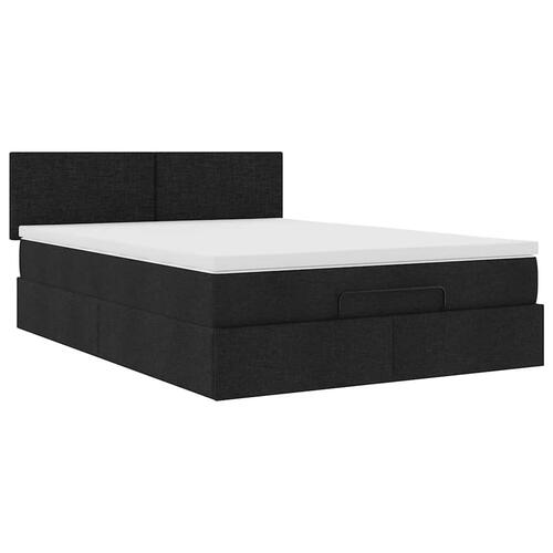 Ottoman seng med madras 140x190 cm stof sort