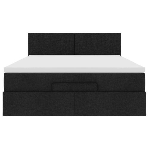 Ottoman seng med madras 140x190 cm stof sort