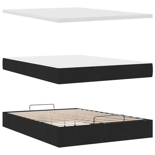 Ottoman seng med madras 140x190 cm stof sort
