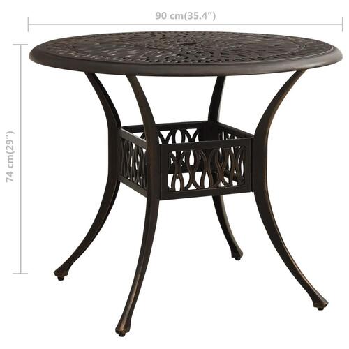 Havebord 90x90x74 cm støbt aluminium bronzefarvet