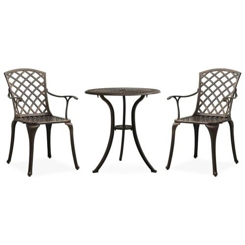 Bistrosæt 3 dele støbt aluminium bronzefarvet