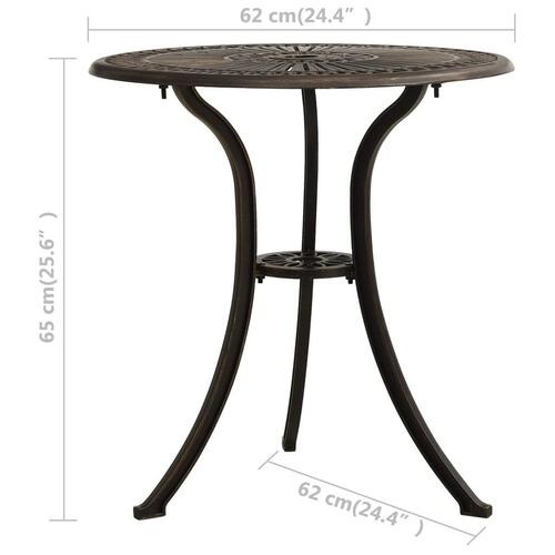 Bistrosæt 3 dele støbt aluminium bronzefarvet
